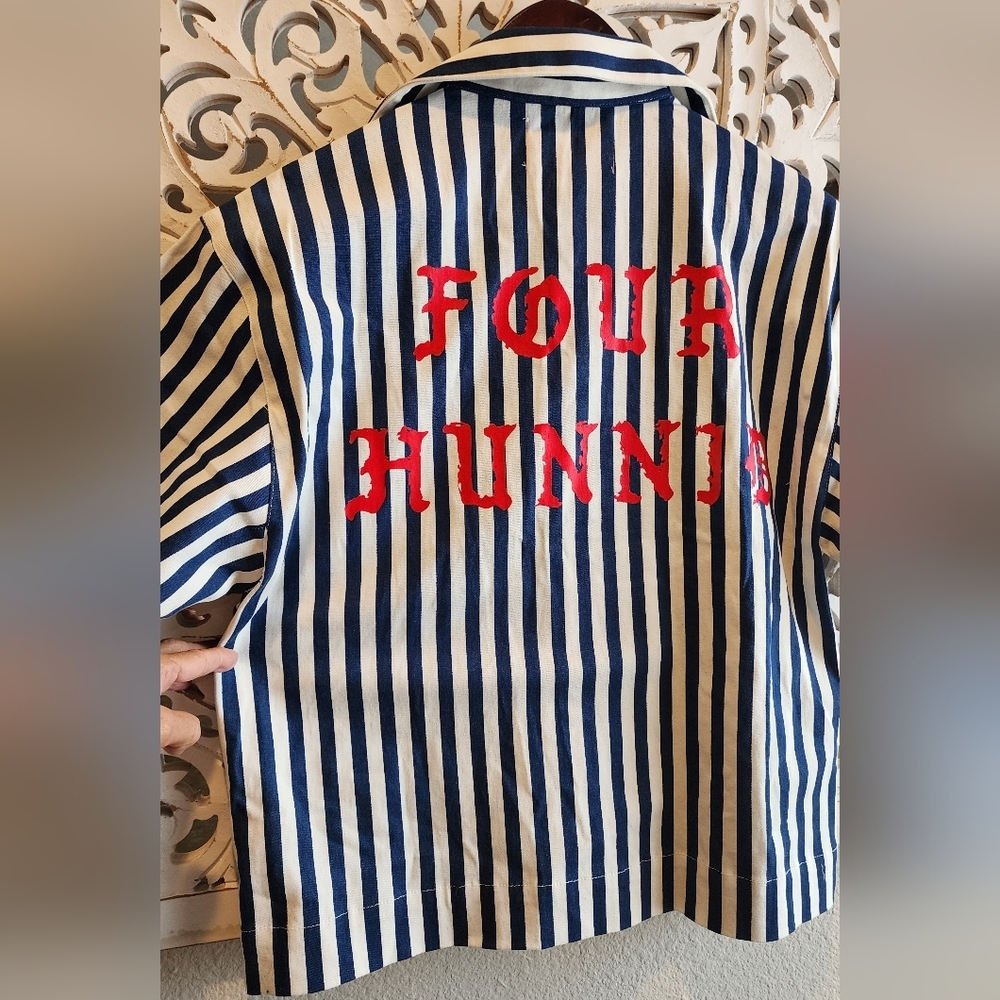 4HUNNID HAVANA STRIPES BUTTON UP CROPPED MENS SHIRT NWT SIZE SMALL - Picture 12 of 13